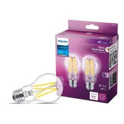Philips UltraDef LED 60W Clear Daylight A19 2P: Dimmable, 800 Lumens, Energy Star Certified, 5000K, 13.7-Year Life, 2-Pack