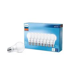 Philips LED 40W Frosted Soft White Non-Dim A19 8P (T20): 450 Lumens, 2700K, E26 Base, 10-Year Life, Damp Location Suitable