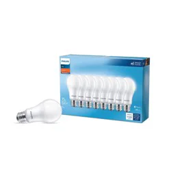 Philips LED 75W Frosted Soft White Non-Dim A19 8P (T20): 12W LED, 1100 Lumens, E26 Base, 2700K, Damp Location Suitable