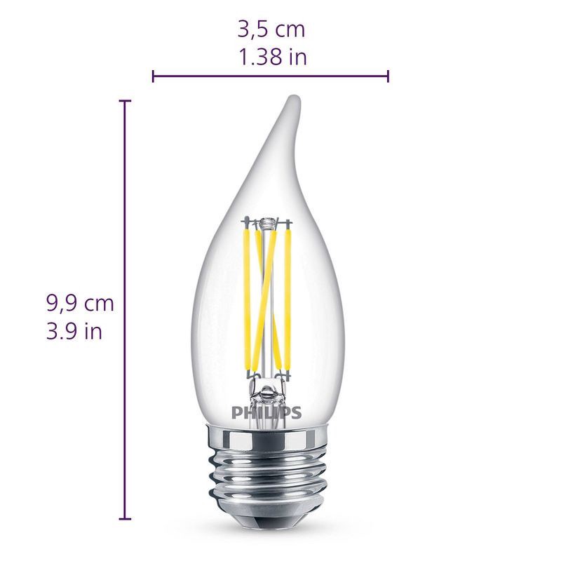slide 8 of 8, Philips UltraDef LED 40W Clear Soft White BA11 3P Medium Base: Dimmable 3.5W Light Bulbs, Energy Star Certified, 2700K, 1 ct