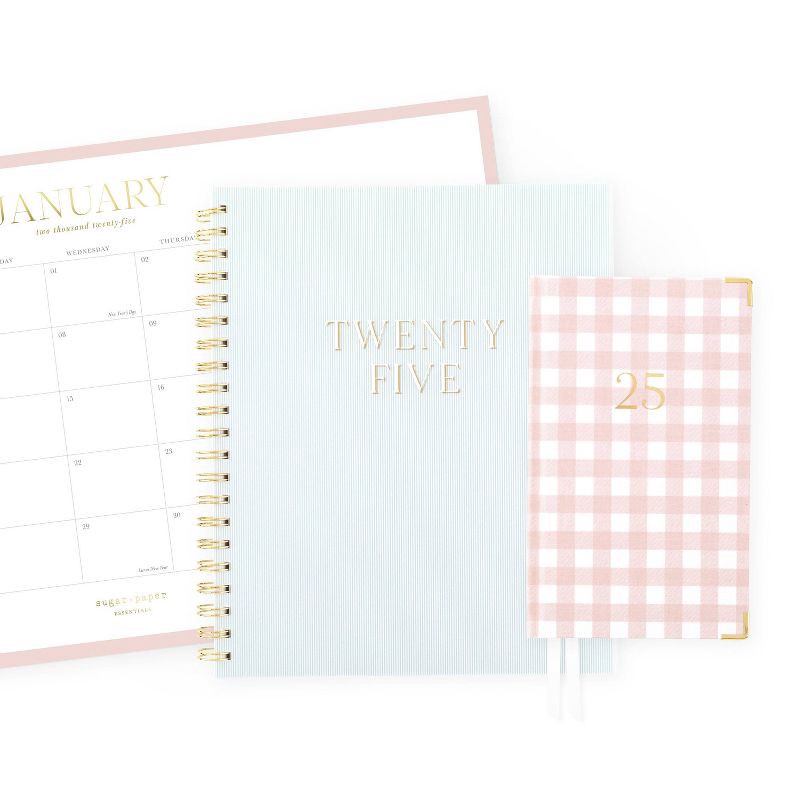 slide 9 of 9, Sugar Paper Essentials 2025 Weekly/Monthly Planner 9.5"x11" Frosted Dusty Blue Stripe: Personal Agenda, Non-Toxic, Acid-Free, 1 ct