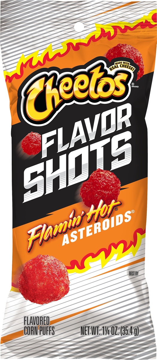 slide 3 of 3, Cheetos Flamin Hot Asteroids Flavor Shots 1.25 oz, 1.25 oz