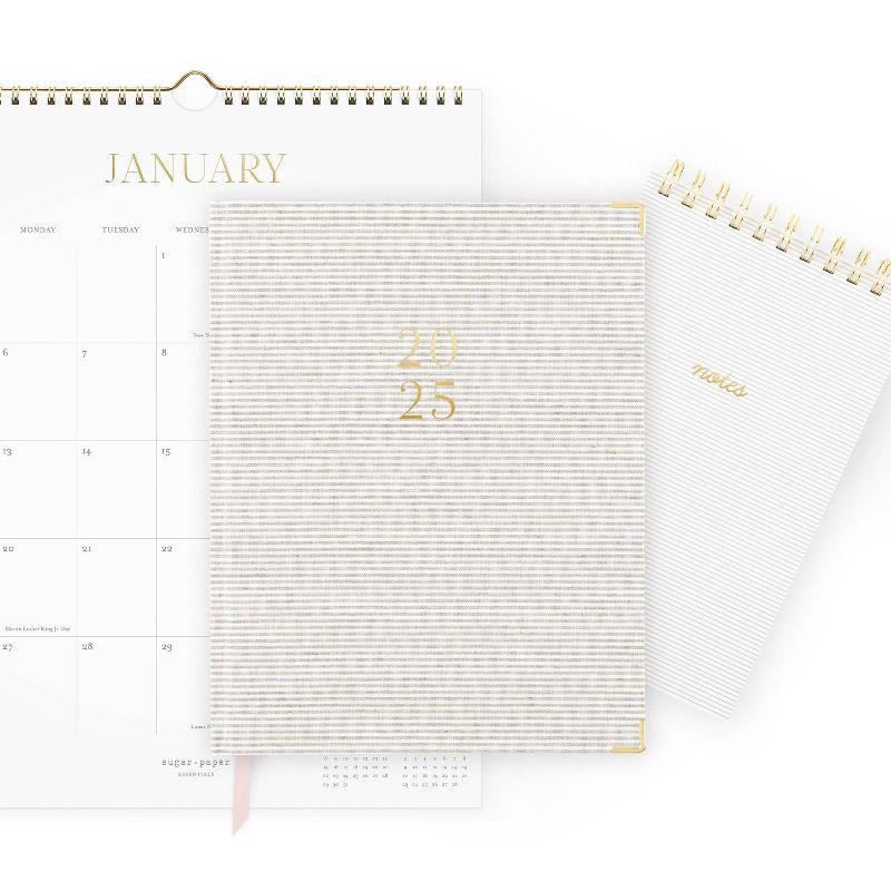 slide 4 of 4, Sugar Paper Essentials 2025 Wall Calendar 15"x12" White: Monthly Planner for Adults, Twin-Wire Binding, January-December, 1 ct