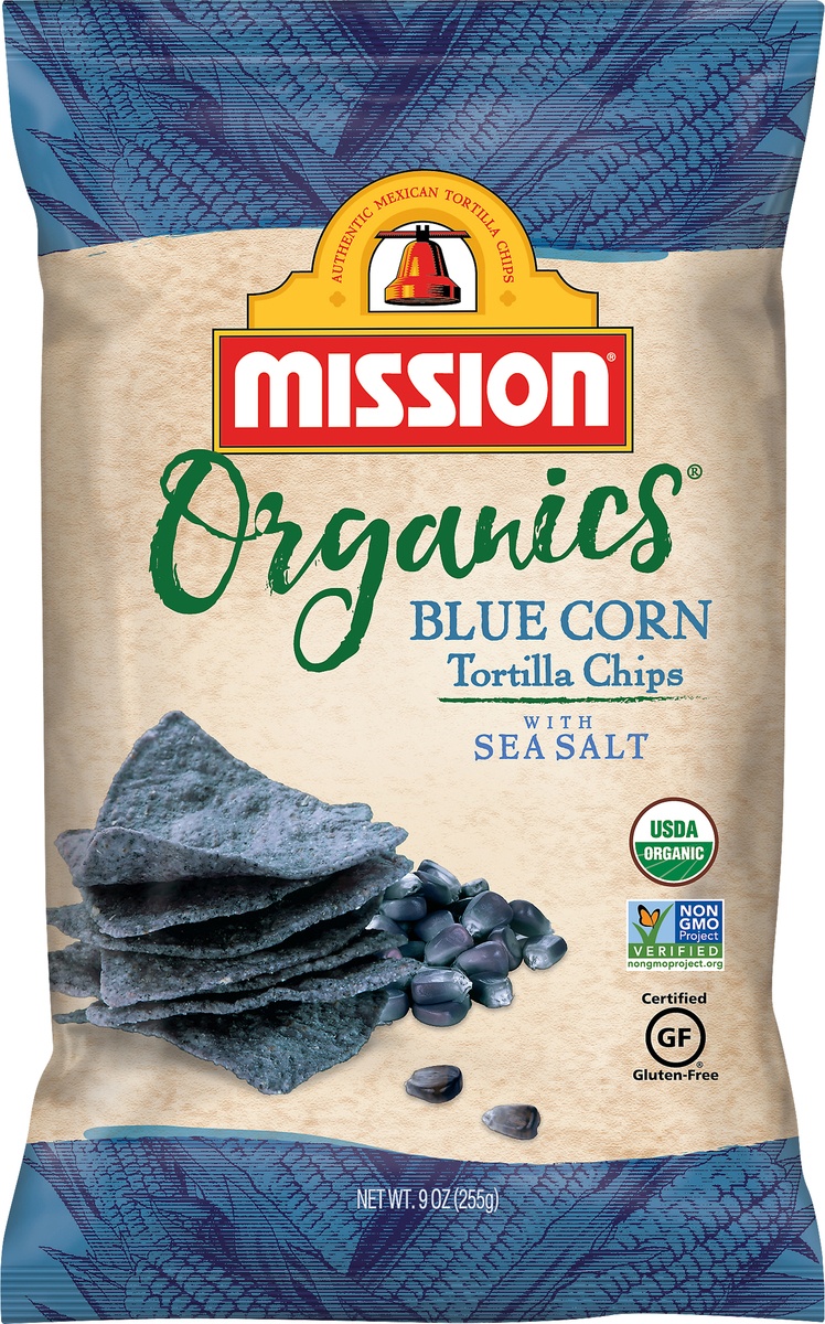 slide 2 of 3, Mission Organics Blue Corn Sea Salt Tortilla Chips, 11 oz