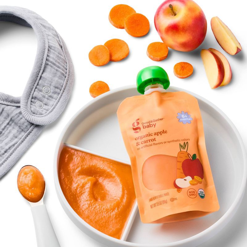 slide 3 of 3, Apple Carrot Food Pouch - Carrot Orange - 3.5oz - Good & Gather™, 3.5 oz