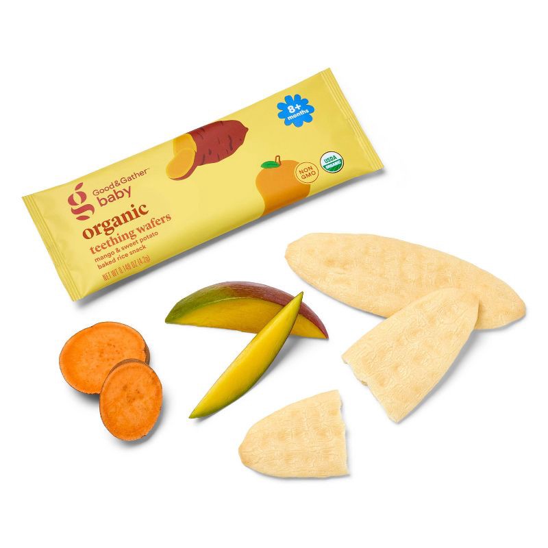 slide 2 of 5, Organic Teething Wafers Baby Snacks - Mango Sweet Potato - 1.76oz - Good & Gather™, 1.76 oz