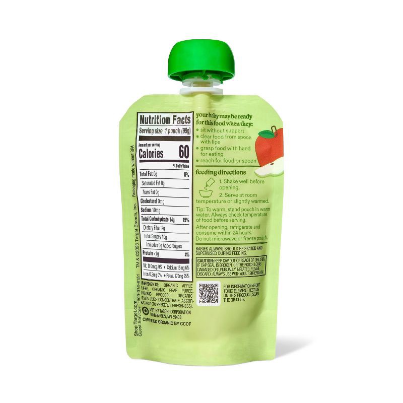 slide 2 of 3, Apple Pear Broccoli Food Tub Baby Snack - Assorted Greens - 3.5oz - Good & Gather™, 3.5 oz