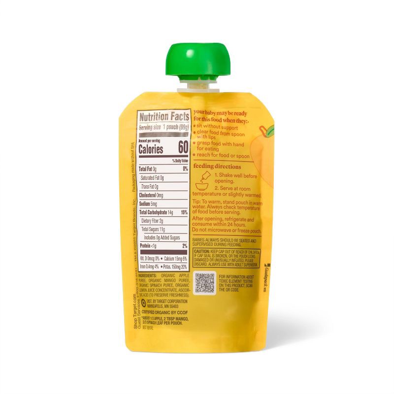 slide 2 of 3, Apple Mango Spinach Baby Pouch - Yellow - 3.5oz - Good & Gather™, 3.5 oz