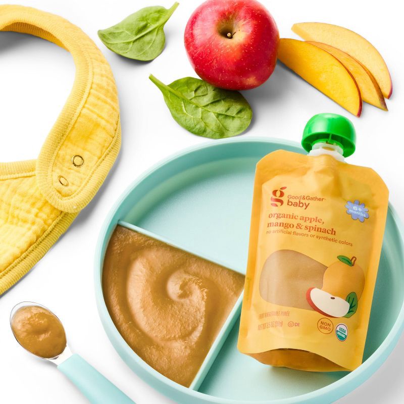 slide 3 of 3, Apple Mango Spinach Baby Pouch - Yellow - 3.5oz - Good & Gather™, 3.5 oz