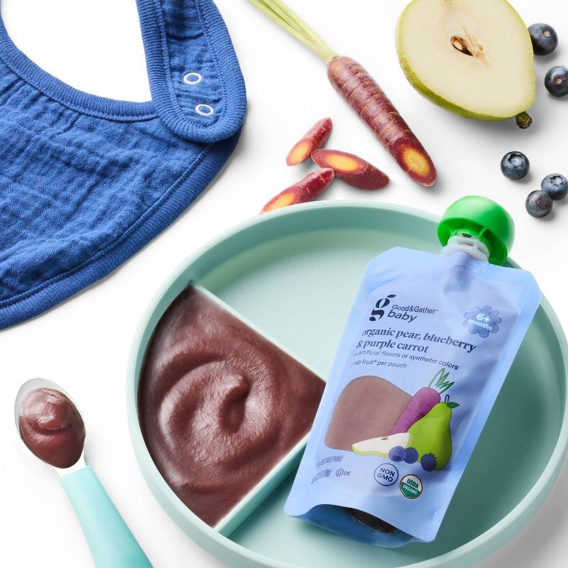 slide 3 of 3, Pear Blueberry Purple Carrot Pouch - Berry Purple - 3.5oz - Good & Gather™, 3.5 oz