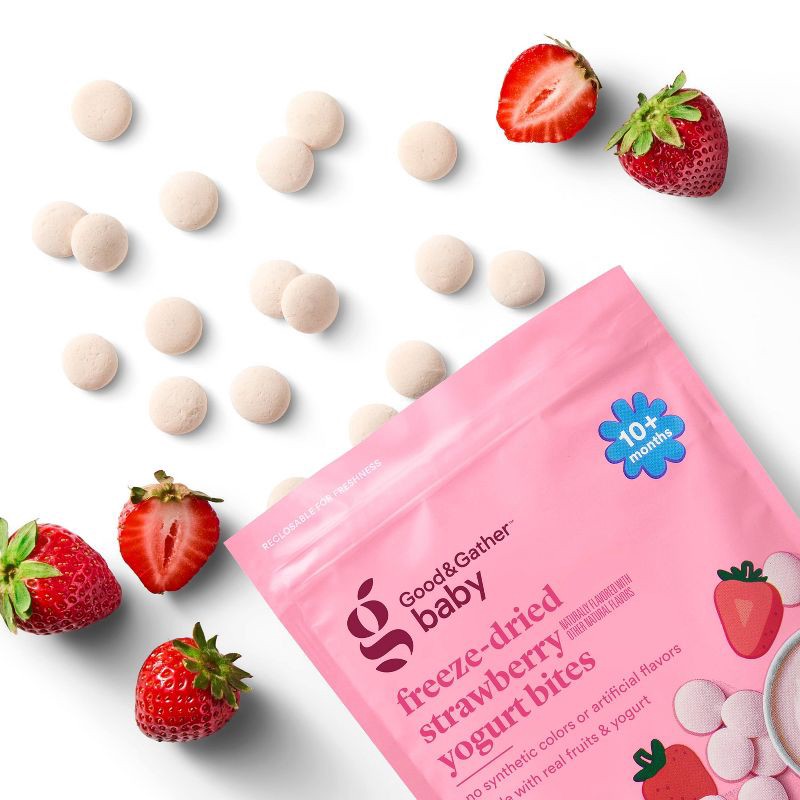 slide 3 of 4, Freeze-Dried Yogurt Baby Bites - Strawberry - 1oz - Good & Gather™, 1 oz