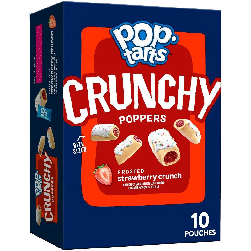 slide 1 of 12, Pop-Tarts Crunchy Poppers Frosted Strawberry Crunch - 10ct / 10oz, 10 ct; 10 oz