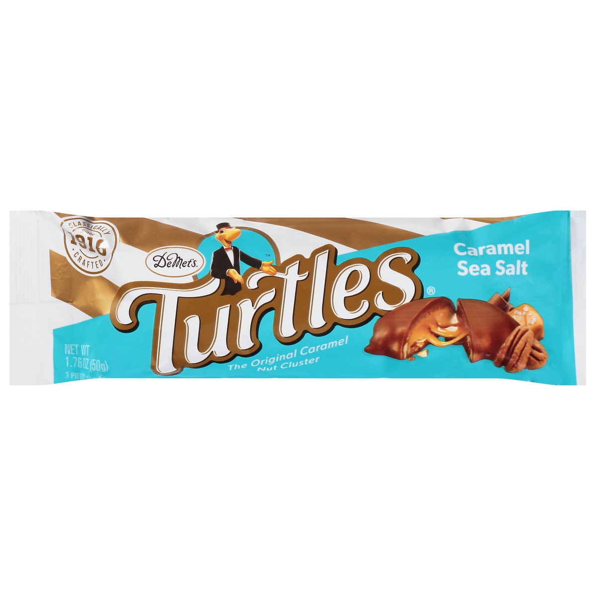 slide 1 of 5, Turtles Demet's Caramel Sea Salt Nut Clusters 3 Pieces 3 ea, 3 ct