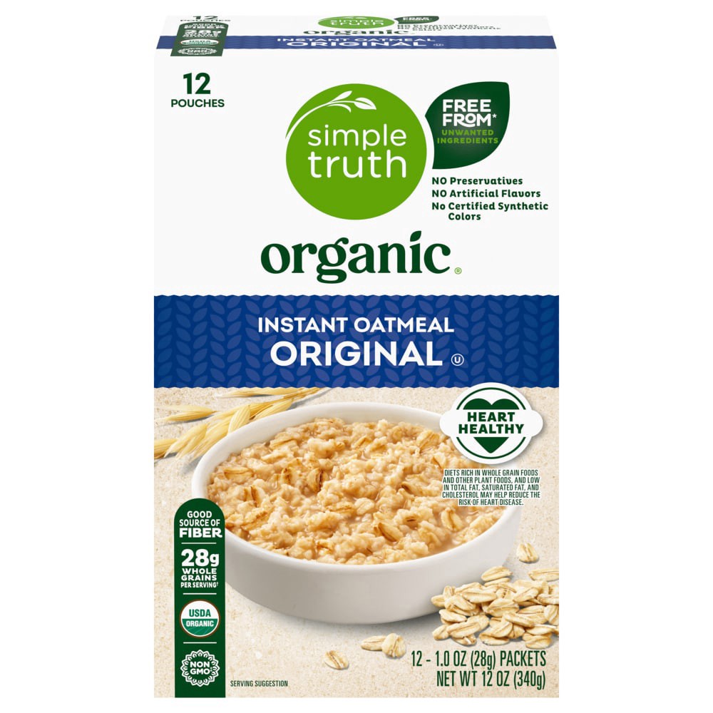 slide 3 of 3, Simple Truth Organic Original Instant Oatmeal, 12 oz