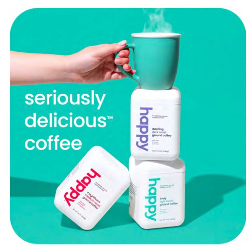 slide 2 of 7, Happy Light Roast Ground Coffee - 12oz, 12 oz