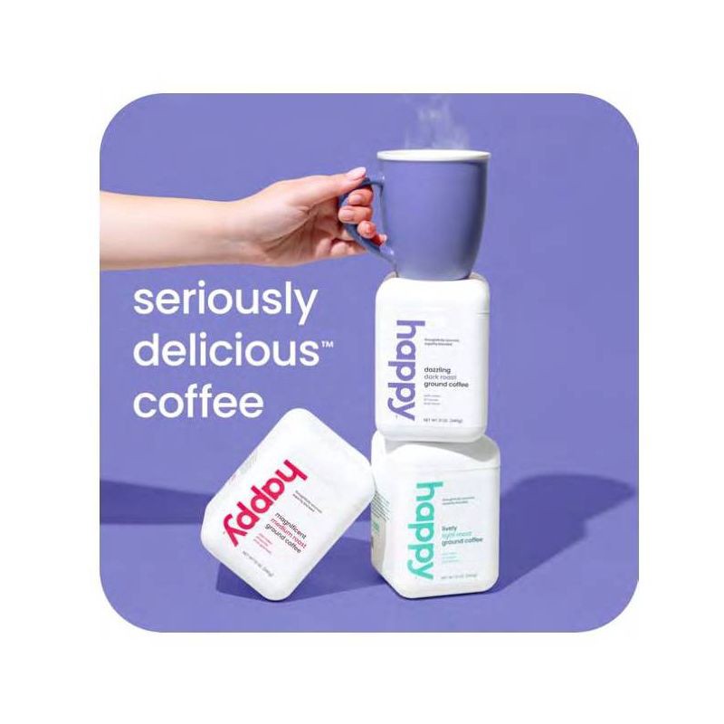 slide 2 of 7, Happy Dark Roast Ground Coffee - 12oz, 12 oz