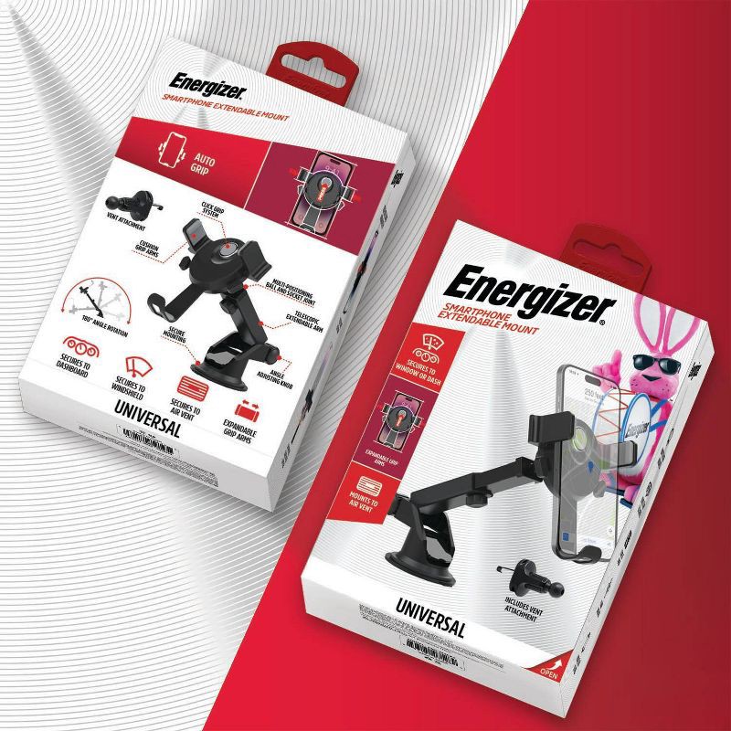 slide 5 of 5, Energizer Car Accessory Dash and Window Extendable Mount: Automotive Electronics, iPhone Holder, Black, 1-Year Warranty, 1 ct