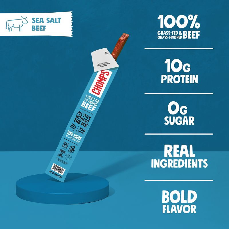 slide 5 of 8, Chomps Snack Sticks Chomps Sea Salt Beef Sticks - 9.2oz/8ct, 9.2 oz, 8 ct