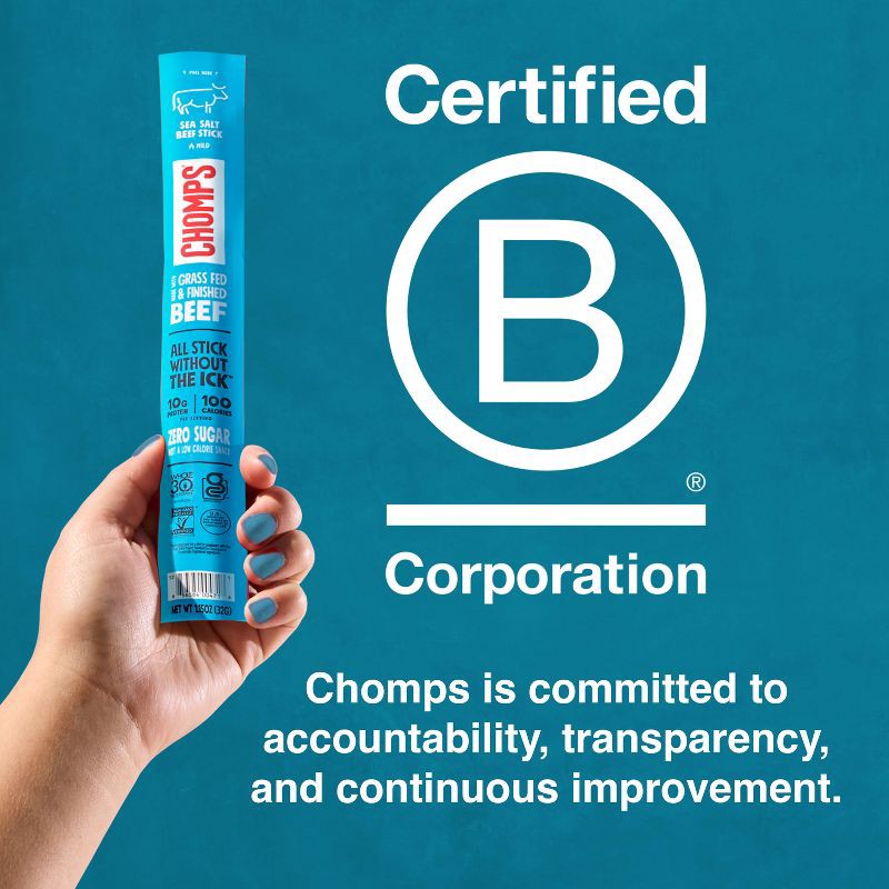 slide 7 of 8, Chomps Snack Sticks Chomps Sea Salt Beef Sticks - 9.2oz/8ct, 9.2 oz, 8 ct