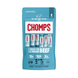 Chomps Snack Sticks Sea Salt Beef Meat Sticks - 9.2oz/8ct