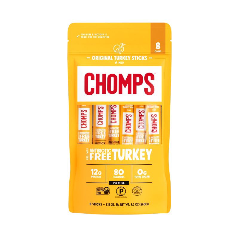 slide 1 of 6, Chomps Snack Sticks Original Turkey Meat Sticks - 9.2oz/8ct, 9.2 oz, 8 ct