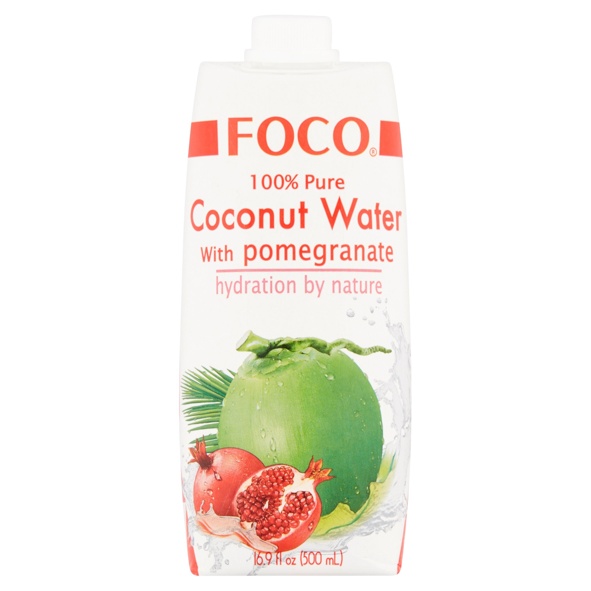 slide 1 of 1, Foco 100 Pure Coconut Water with Pomegranate, 16.9 fl oz