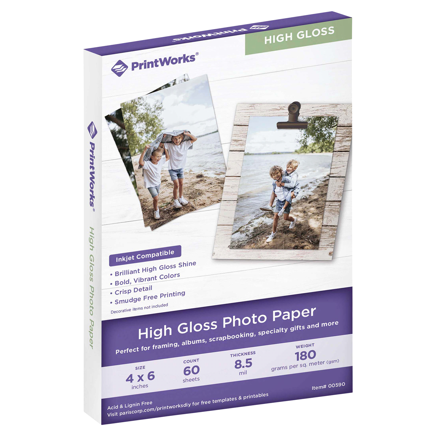 slide 1 of 2, Printworks Premium Glossy Photo Paper, 4" x 6", 4 in x 6 in