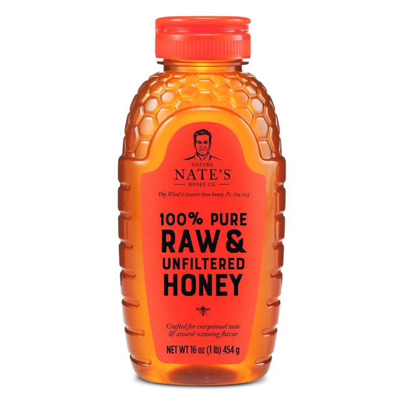 slide 1 of 7, Nature Nate's 100% Pure Raw and Unfiltered Honey - 16oz, 16 oz