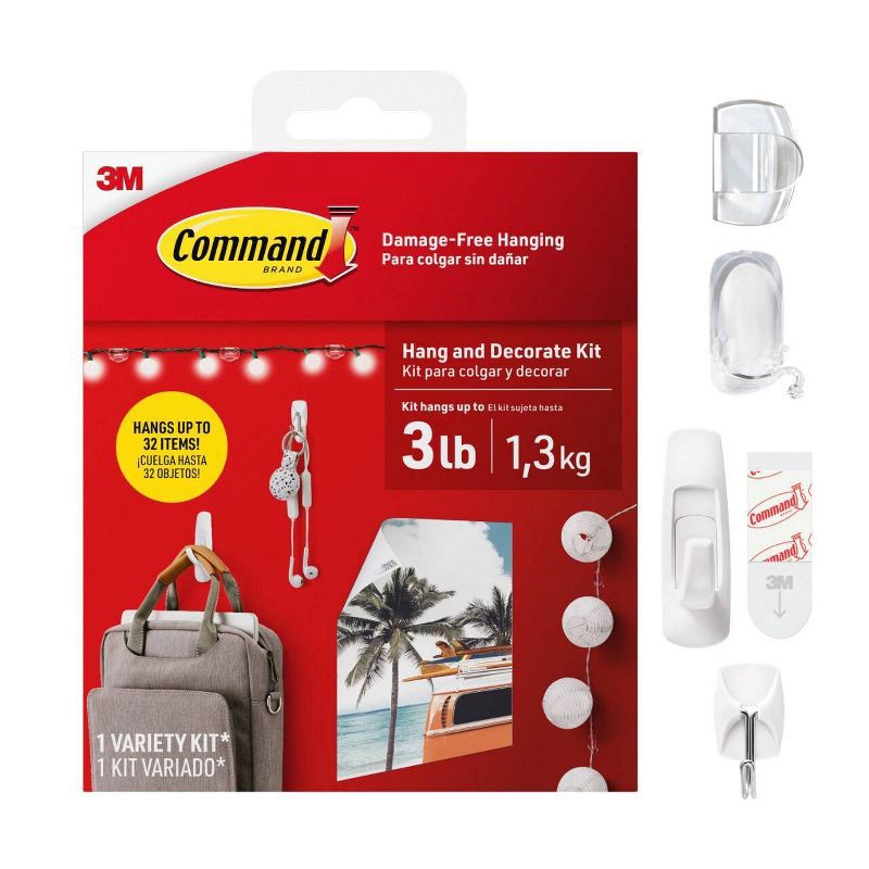 slide 1 of 14, Command College Dorm Kit: Adhesive Hooks & Hangers, 42-Piece Set, Plastic, White, 1 ct