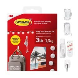 Command College Dorm Kit: Adhesive Hooks & Hangers, 42-Piece Set, Plastic, White