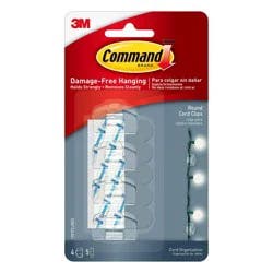 Command Clear Round Cord Clips: Adhesive Hooks for Cables & Strips, Plastic, 4 Pack