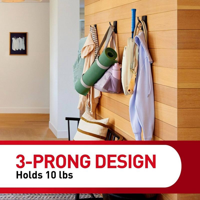 slide 6 of 9, Command Extra Large Matte Black Triple Hook: Heavy Duty Adhesive Wreath Hanger, Plastic, 6.75" Height, 1 Pack, 1 ct