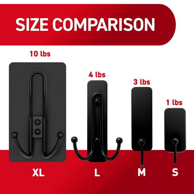 slide 7 of 9, Command Extra Large Matte Black Triple Hook: Heavy Duty Adhesive Wreath Hanger, Plastic, 6.75" Height, 1 Pack, 1 ct