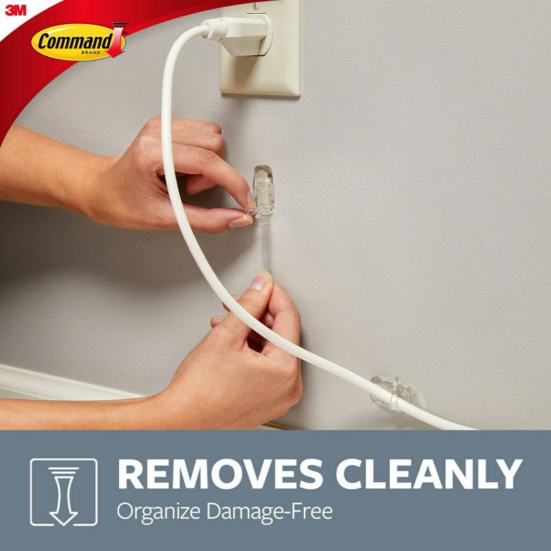 slide 6 of 9, Command Clear Large Cord Clips: Adhesive Hooks for Cable Management, Cord Holder, Extension Cord Clips, 2 Pack, 2 ct