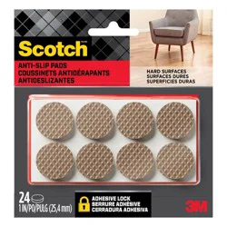 Scotch 24pk 1" Gripping Pads Light Brown: Anti Scratch Felt Floor Protectors for Chairs, Anti Skid Chair Pads