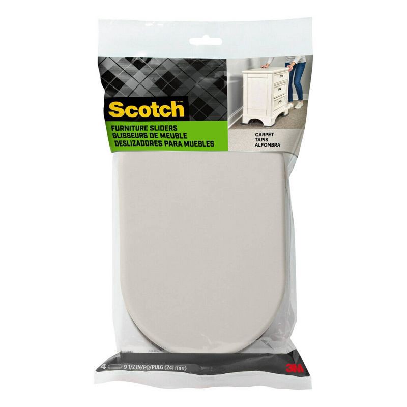 slide 1 of 4, Scotch 2pk 9.5" Oval Sliders: White Plastic Floor Pads, 4 Pack, 13.78" Width, 0.5" Thickness, 0.738 lbs, 2 ct, 4 ct