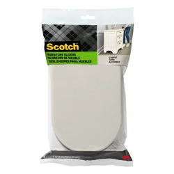 Scotch 2pk 9.5&quot; Oval Sliders: White Plastic Floor Pads, 4 Pack, 13.78&quot; Width, 0.5&quot; Thickness, 0.738 lbs