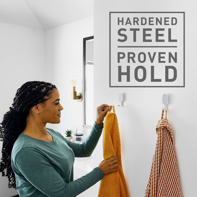 slide 4 of 14, 3M Claw 25lb Hanging Hook Silver: Steel Adhesive Hook, 1 Pack, White, 6.7" Height, 4.3" Width, 1.1" Length, 25 lb, 1 ct