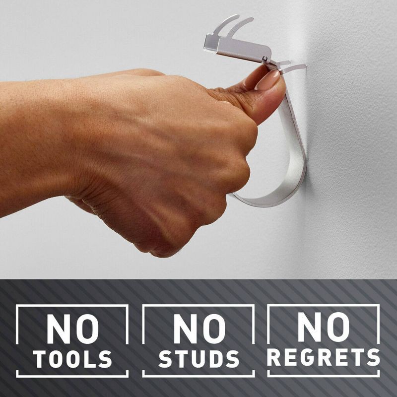 slide 7 of 14, 3M Claw 25lb Hanging Hook Silver: Steel Adhesive Hook, 1 Pack, White, 6.7" Height, 4.3" Width, 1.1" Length, 25 lb, 1 ct