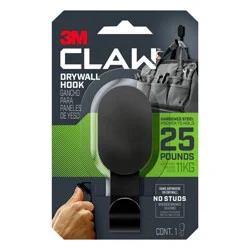 3M Claw 25lb Hanging Hook Black: Steel Adhesive Hook for Over Door Use, 1 Pack