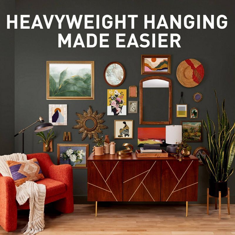 slide 3 of 10, Command and CLAW Picture Hanging Bundle, 3 45lb Hangers, 3 Markers and 10 Command 10lb Medium Picture Hanging Strips, 45 lb, 10 lb