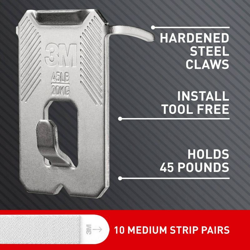 slide 5 of 10, Command and CLAW Picture Hanging Bundle, 3 45lb Hangers, 3 Markers and 10 Command 10lb Medium Picture Hanging Strips, 45 lb, 10 lb