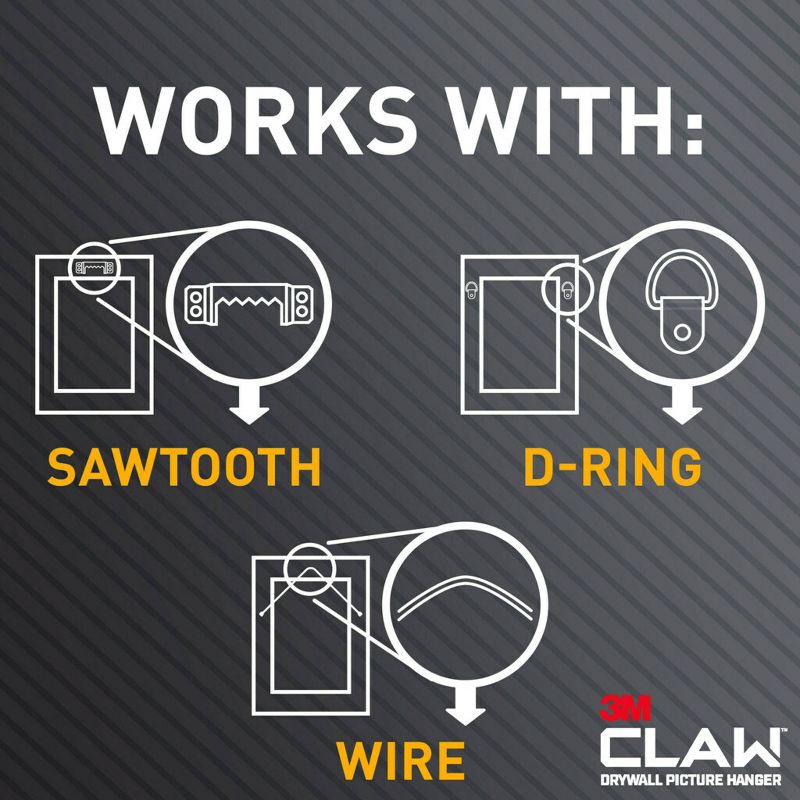 slide 7 of 10, Command and CLAW Picture Hanging Bundle, 3 45lb Hangers, 3 Markers and 10 Command 10lb Medium Picture Hanging Strips, 45 lb, 10 lb