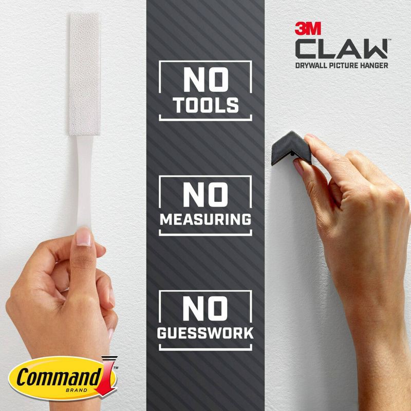 slide 10 of 10, Command and CLAW Picture Hanging Bundle, 3 45lb Hangers, 3 Markers and 10 Command 10lb Medium Picture Hanging Strips, 45 lb, 10 lb