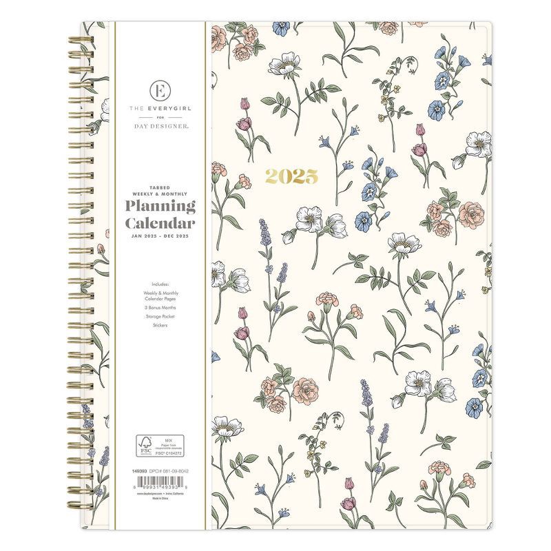 slide 3 of 20, The Everygirl Planner 2025 Weekly/Monthly Planner 11.18"x9.37" Wirebound Jenna Jean: Adult Stationery, Tabs, Off-White, 1 ct