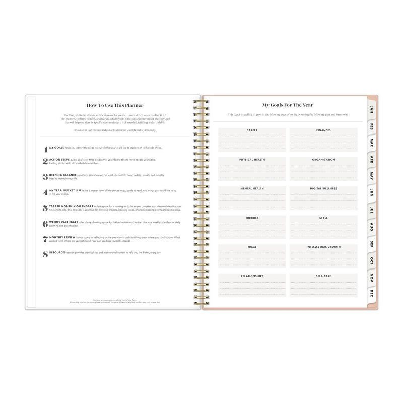 slide 9 of 20, The Everygirl Planner 2025 Weekly/Monthly Planner 11.18"x9.37" Wirebound Jenna Jean: Adult Stationery, Tabs, Off-White, 1 ct