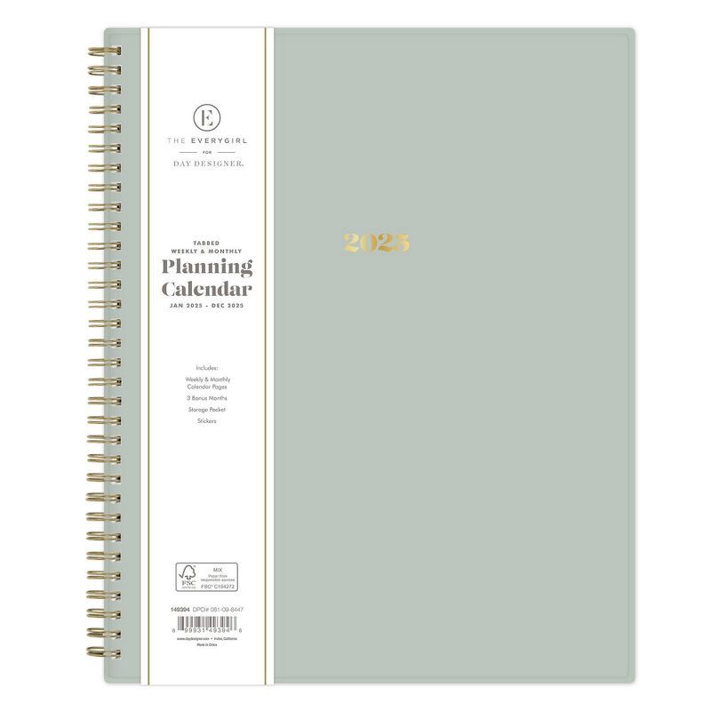 slide 3 of 20, The Everygirl Planner for Day Designer 2025 Weekly/Monthly Planner 11.18"x9.37" Solid Soft Sage: Adult Wire-Bound Stationery, 1 ct