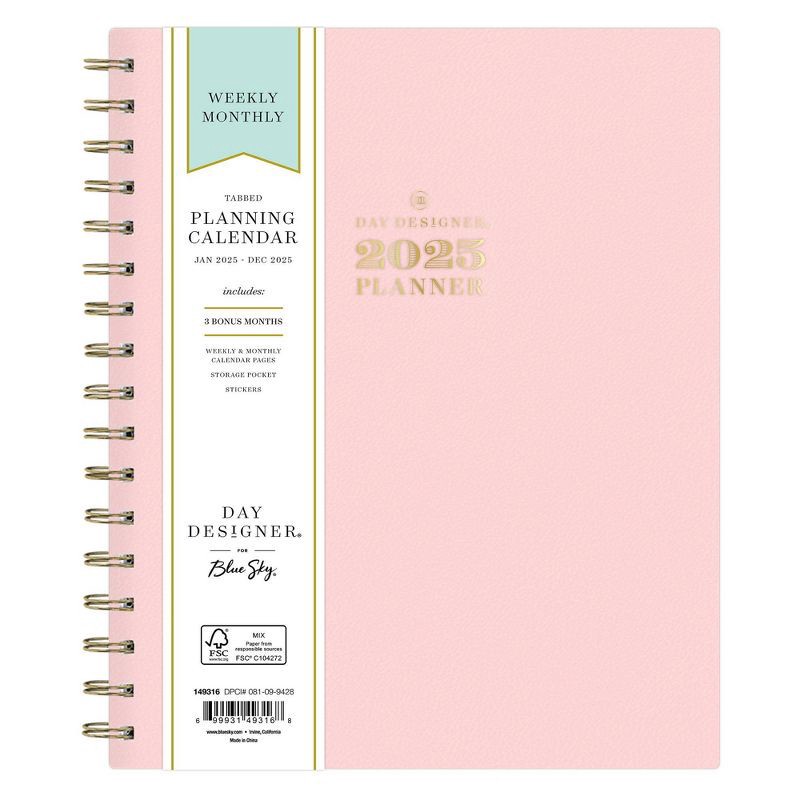 slide 3 of 14, Day Designer 2025 Weekly/Monthly Planner 9.25"x7.87" Wirebound Blush: Calendar, Goal Planner, Adult Stationery, 1 ct