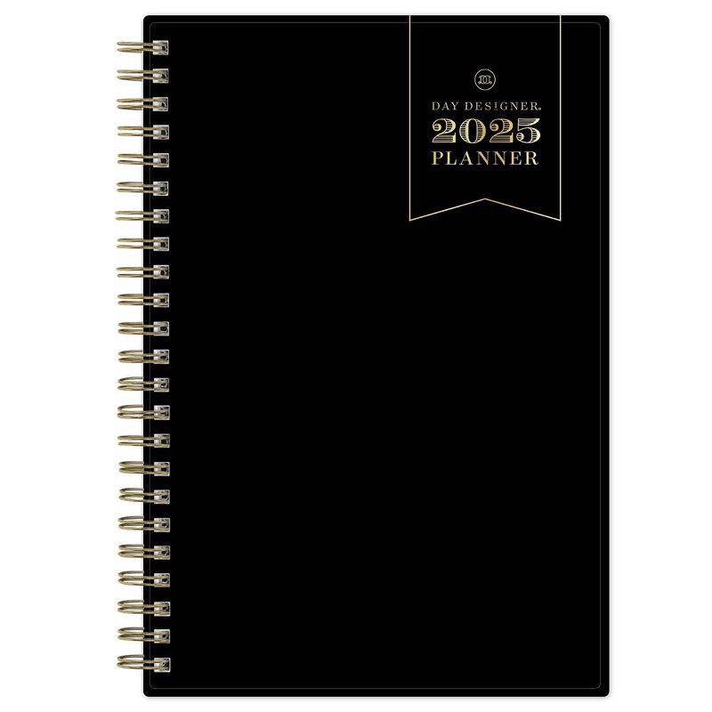 slide 1 of 14, Day Designer 2025 Weekly/Monthly Planner 8.15"x5.91" Wirebound Black: Adult Stationery, Tabs, Paper 5x8, January-December, 1 ct