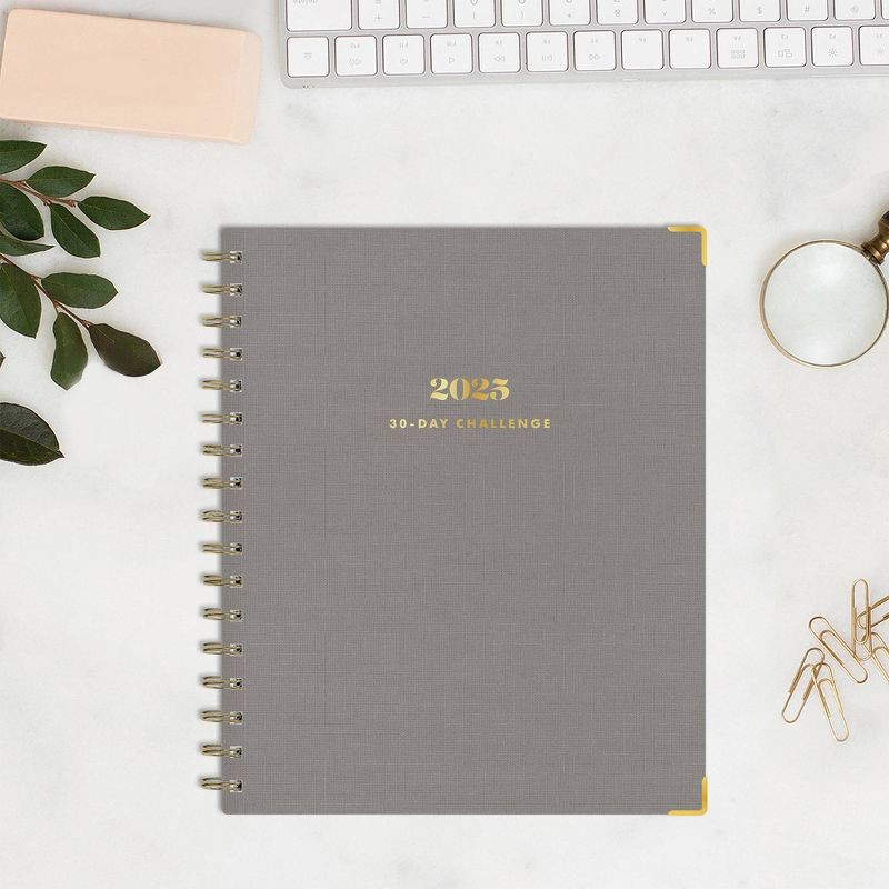 slide 2 of 13, The Everygirl Planner 2025 Weekly/Monthly Planner 9.25"x8.07" 30 Day Challenge Solid Charcoal: Adult Wire-Bound Stationery, 1 ct